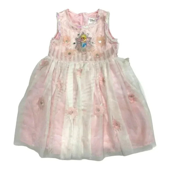 Disney Frozen Princess ELSA Girls Sequin Costume Party Dress Pink Snowflakes Sz4 - Picture 1 of 15